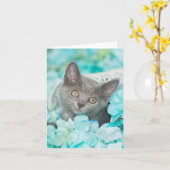 Carte pour notes vide floral bleu gris de Sadie (Fleur jaune)