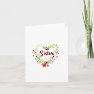 Carte pour notes vierge pour soeur avec coeur de f