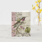 Carte pour notes vintage de colibri… (Fleur jaune)