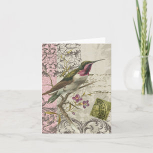 Carte pour notes vintage de colibri…