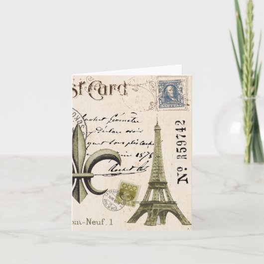 Carte pour notes vintage de Tour Eiffel (Devant)