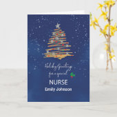 Carte Pour Nurse Christmas Tree Nom personnalisable (Fleur jaune)