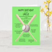 Carte Pour Oncle, blagues de baseball d'anniversaire (Fleur jaune)