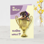 Carte Pour Oncle en Fête des pères. Joli chiot (Fleur jaune)