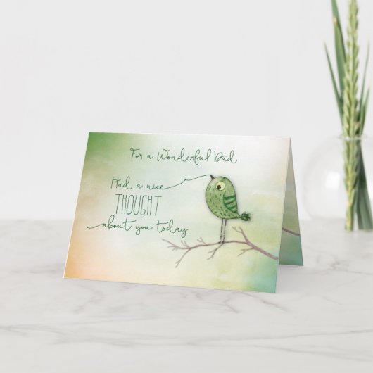Carte Pour papa Bird sur Branche Nice Pensée de vous (Devant)