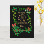 Carte Pour Papa Noël Joie avec Holly Mistletoe (Fleur jaune)