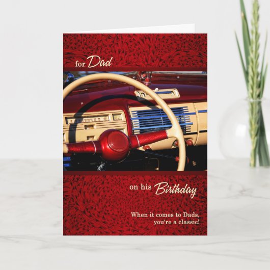 Carte pour papa Red Classic Voiture thème Anniversaire (Devant)