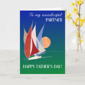 Carte Pour Partenaire sur Fête des pères Bateaux à voile (Fleur jaune)