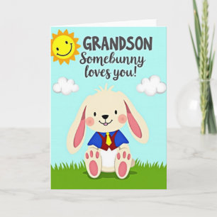 Carte pour petit-fils 'Bunny Loves You'