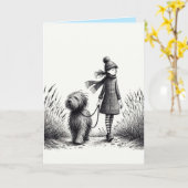 Carte pour promener le chien (Fleur jaune)