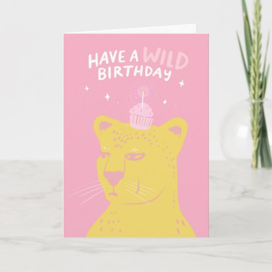 Carte Pour quiconque Joyeux Anniversaire Guépard avec Cu (Devant)