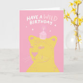 Carte Pour quiconque Joyeux Anniversaire Guépard avec Cu (Fleur jaune)