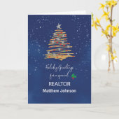 Carte Pour Realtor Christmas Tree Nom personnalisable (Fleur jaune)
