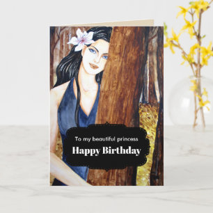 Carte Pour sa fille d'anniversaire dans la peinture fore