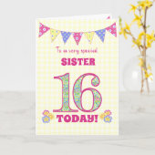 Carte Pour Soeur 16e Anniversaire Primroses Bunting Card (Fleur jaune)