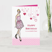 Carte Pour Soeur à Anniversaire fille avec Roses roses r (Devant)