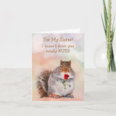 Carte Pour Soeur Funny Squirrel Anniversaire (Devant)