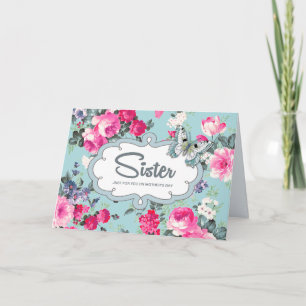 Carte Pour Soeur le jour de la Fête des Mères. Roses vin