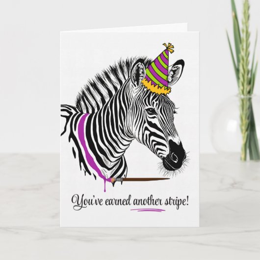 Carte Pour son anniversaire Zebra en Casquette de fête l (Devant)
