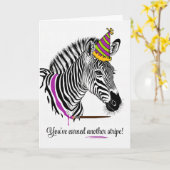 Carte Pour son anniversaire Zebra en Casquette de fête l (Fleur jaune)