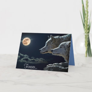Carte Pour toujours… Deux loups et une pleine lune