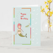 Carte pour un 9e anniversaire avec une Sirène et u (Fleur jaune)