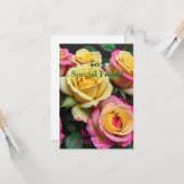 Carte Pour un Ami spécial Roses Rose Jaune Anniversaire (Devant/Arrière en situation)