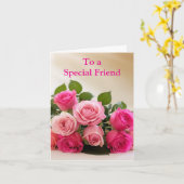 Carte Pour un Ami spécial Roses Rose Jaune Anniversaire (Fleur jaune)