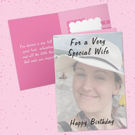 Carte Pour un anniversaire très spécial femme photo rose