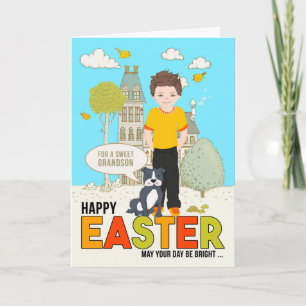 Carte pour un jeune petit-fils sur un chien caucasien de