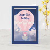 Carte pour un premier anniversaire, un ballon à ai (Fleur jaune)