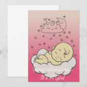 Carte pour une baby shower pour fille  (Devant / Derrière)