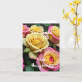 Carte Pour une Soeur spéciale Roses Rose Jaune Anniversa (Fleur jaune)