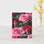 Carte Pour une Soeur spéciale Roses Roses Roses Rouge (Fleur jaune)