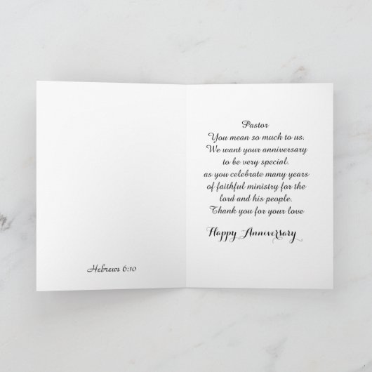 Carte Pour votre Pasteur Anniversaire (Intérieur)