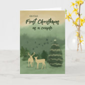 Carte Pour votre premier Noël en Couple Vert Paysage (Fleur jaune)