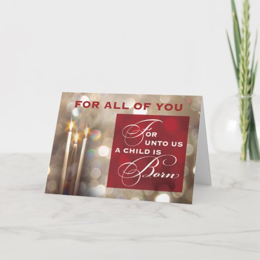 Carte Pour vous tous Chandelles de Noël Enfant est né (Devant)