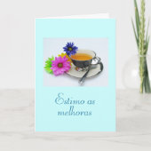 Carte Pourpier: As melhoras/get well: teacup, daisies (Devant)