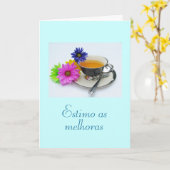 Carte Pourpier: As melhoras/get well: teacup, daisies (Fleur jaune)
