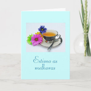Carte Pourpier: As melhoras/get well: teacup, daisies