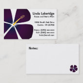 Carte pourpre/bleue de contact de maman de fleurs (Devant / Derrière)