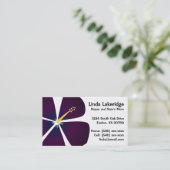 Carte pourpre/bleue de contact de maman de fleurs (Debout devant)