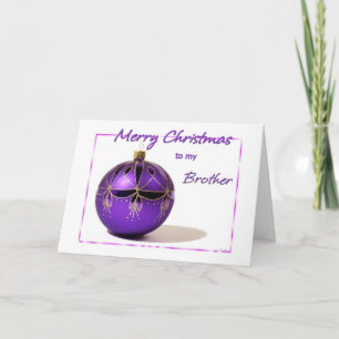 Carte pourpre de boule de frère de Joyeux Noël