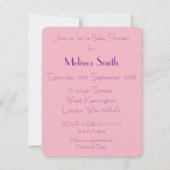 Carte pourpre d'invitation de baby shower de panda (Dos)