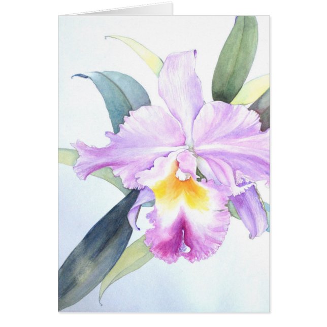 Carte pourpre d'orchidée de Cattleya (5" X 7") (Devant)
