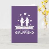 Carte Pourpre | Petite amie Extraordinaire | Joyeux anni (Fleur jaune)