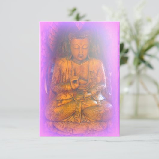 carte pourpre/rose d'invitation de Bouddha (Debout devant)