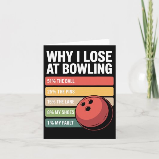 Carte Pourquoi J'Ai Perdu À Bowling Funny Bowler Excuses (Devant)