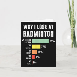 Carte Pourquoi je perds au badminton, joueur de badminto