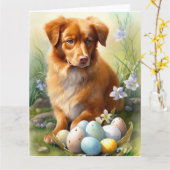 Carte Poussette de canard de la Nouvelle-Écosse avec oeu (Fleur jaune)